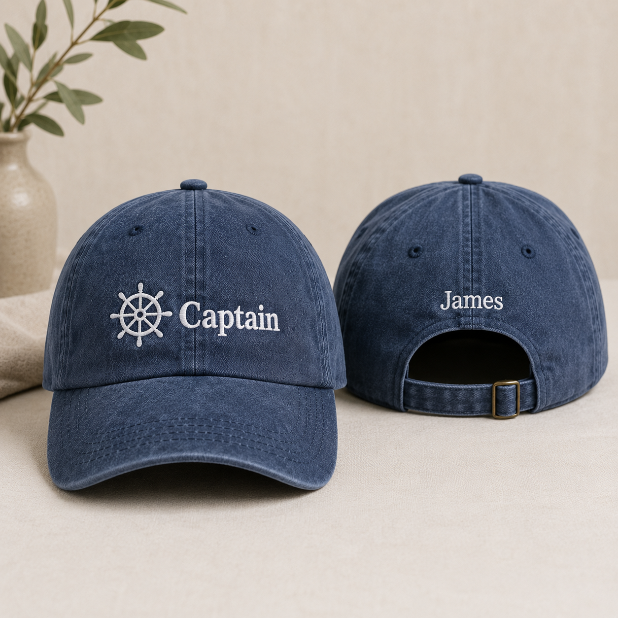 Captain Nautical Washed Cap - Washed Cap - front view