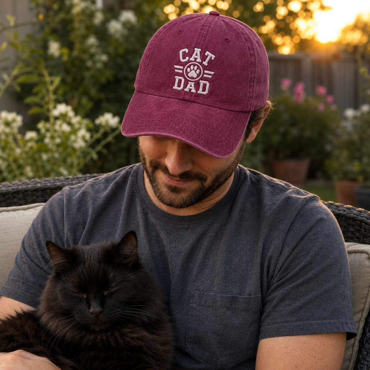 Cat Dad Washed Cap - Washed Cap - alternate angle