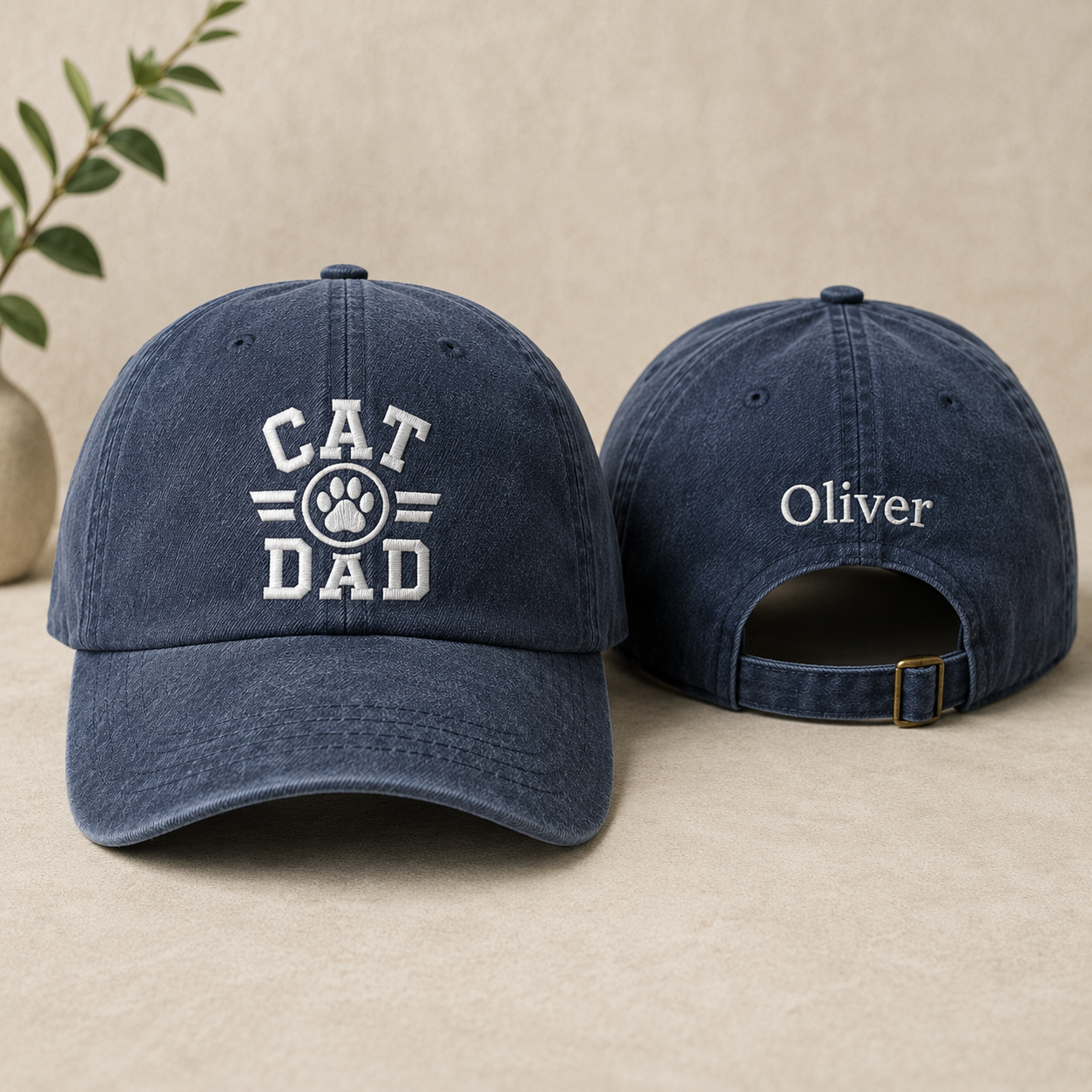 Cat Dad Washed Cap - Washed Cap - front view