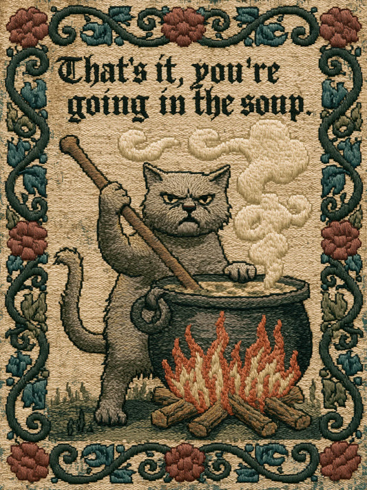 Cat Going in the Soup Wall Art Decor - Wall Art Decor - front view