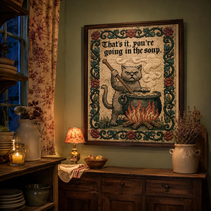 Cat Going in the Soup Wall Art Decor - Wall Art Decor - lifestyle