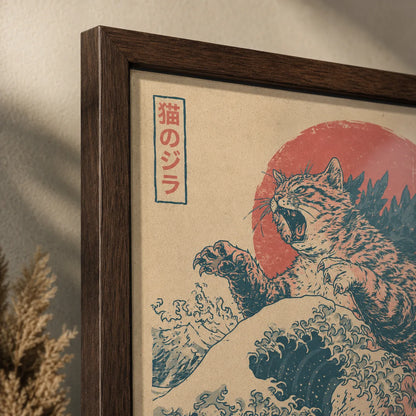Cat Kaiju Great Wave Wall Art Decor - Wall Art Decor - packaging