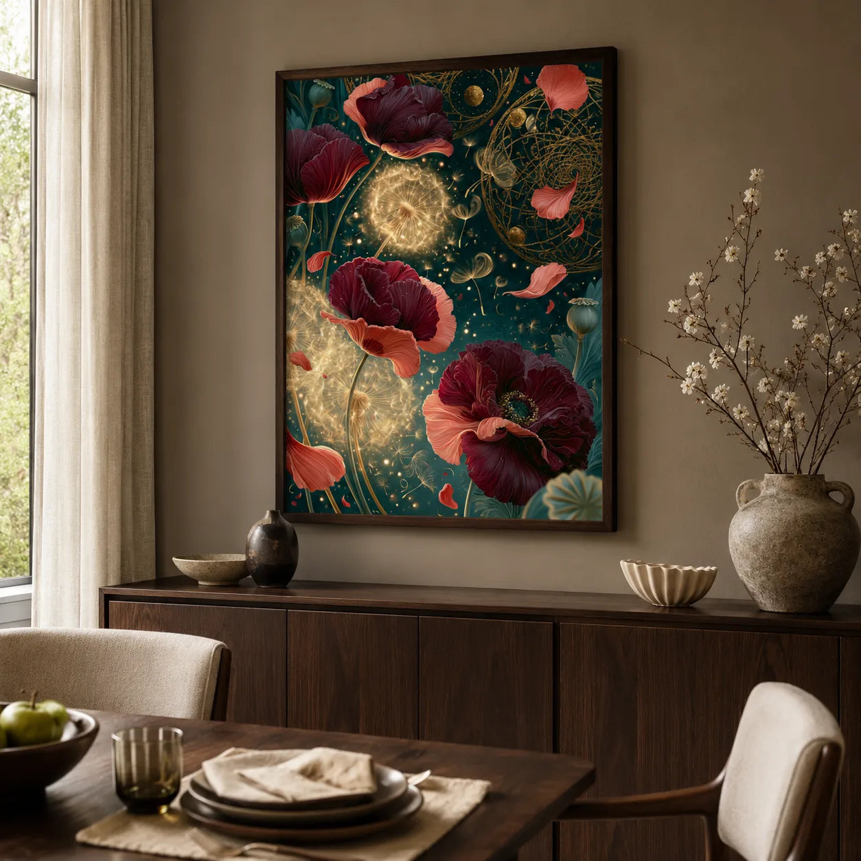 Celestial Poppy Garden Wall Art Decor - Wall Art Decor - alternate angle