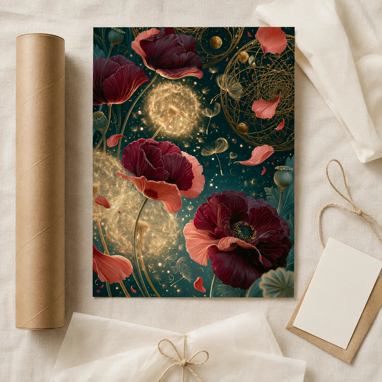 Celestial Poppy Garden Wall Art Decor - Wall Art Decor - back view