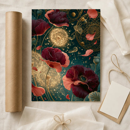 Celestial Poppy Garden Wall Art Decor - Wall Art Decor - back view