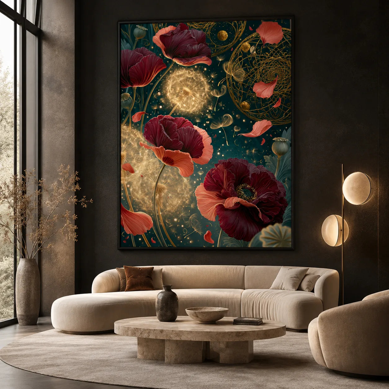 Celestial Poppy Garden Wall Art Decor - Wall Art Decor - close up