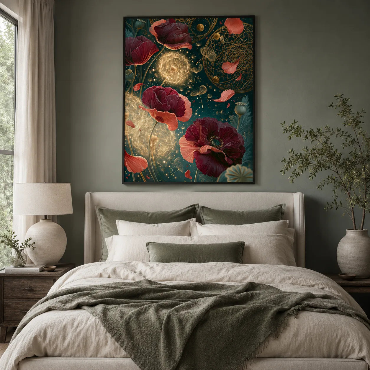 Celestial Poppy Garden Wall Art Decor - Wall Art Decor - detail
