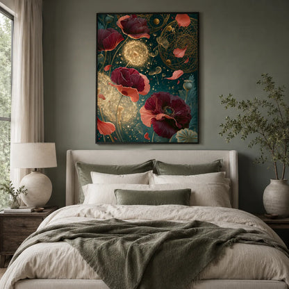 Celestial Poppy Garden Wall Art Decor - Wall Art Decor - detail