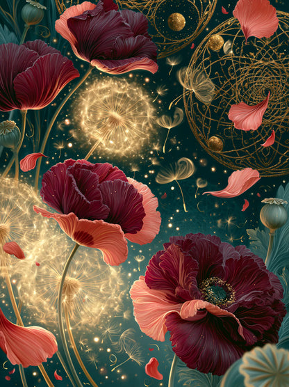 Celestial Poppy Garden Wall Art Decor - Wall Art Decor - front view