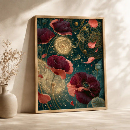 Celestial Poppy Garden Wall Art Decor - Wall Art Decor - side view