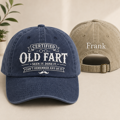 Certified Old Fart Washed Cap - Washed Cap - front view
