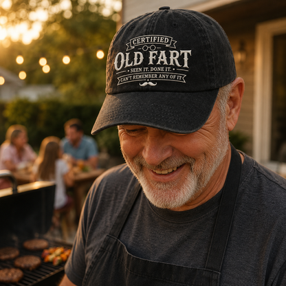 Certified Old Fart Washed Cap - Washed Cap - side view