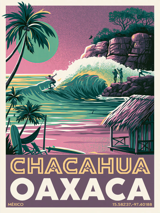 Oaxaca-Surfposter - Wall Art Decor - front view - chacahua oaxaca surf poster, oaxaca surf wall art