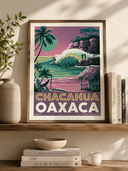 Oaxaca-Surfposter - Wall Art Decor - close-up - chacahua oaxaca surf poster, oaxaca surf wall art