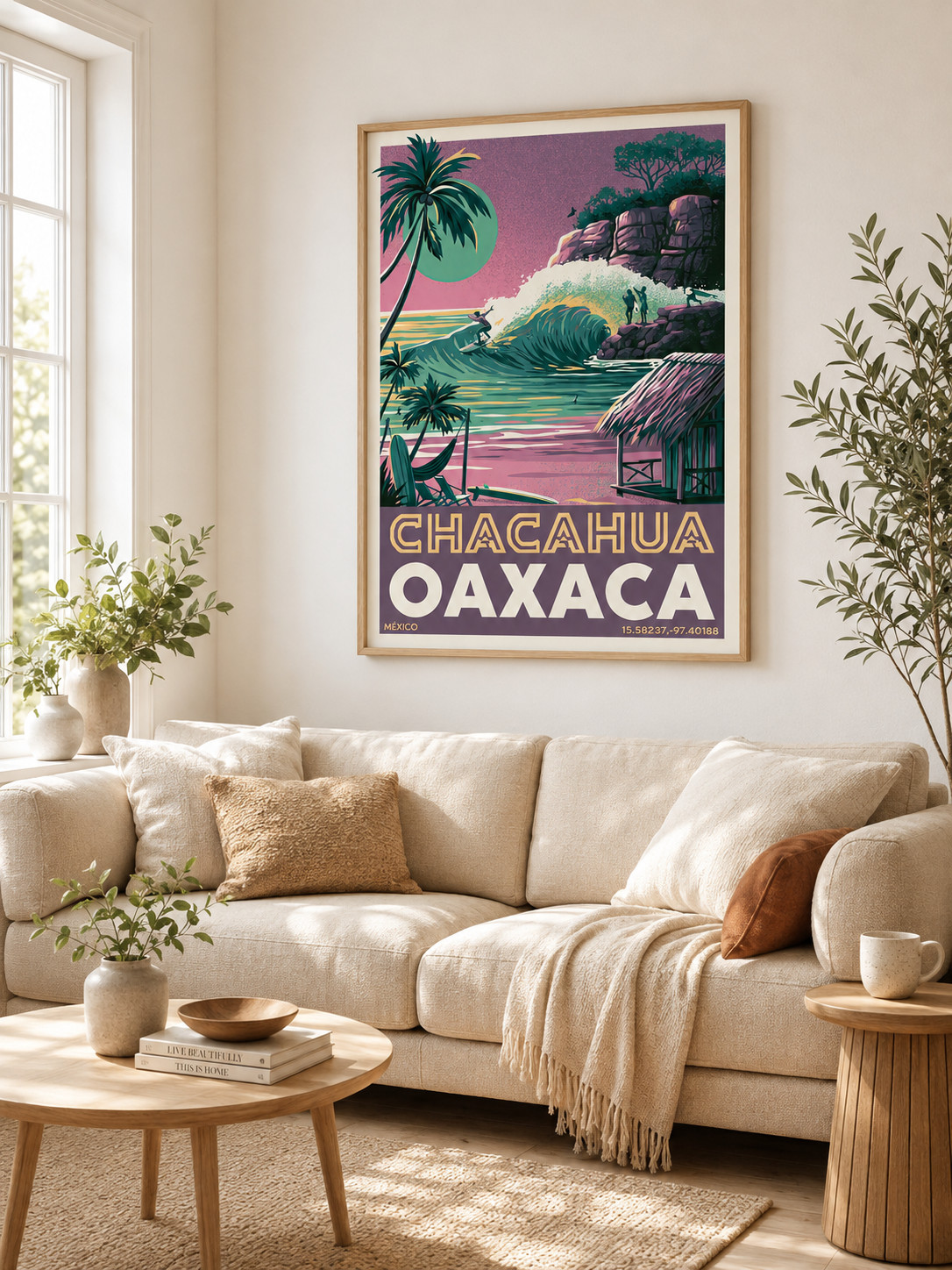 Oaxaca-Surfposter - Wall Art Decor - detail view - chacahua oaxaca surf poster, oaxaca surf wall art