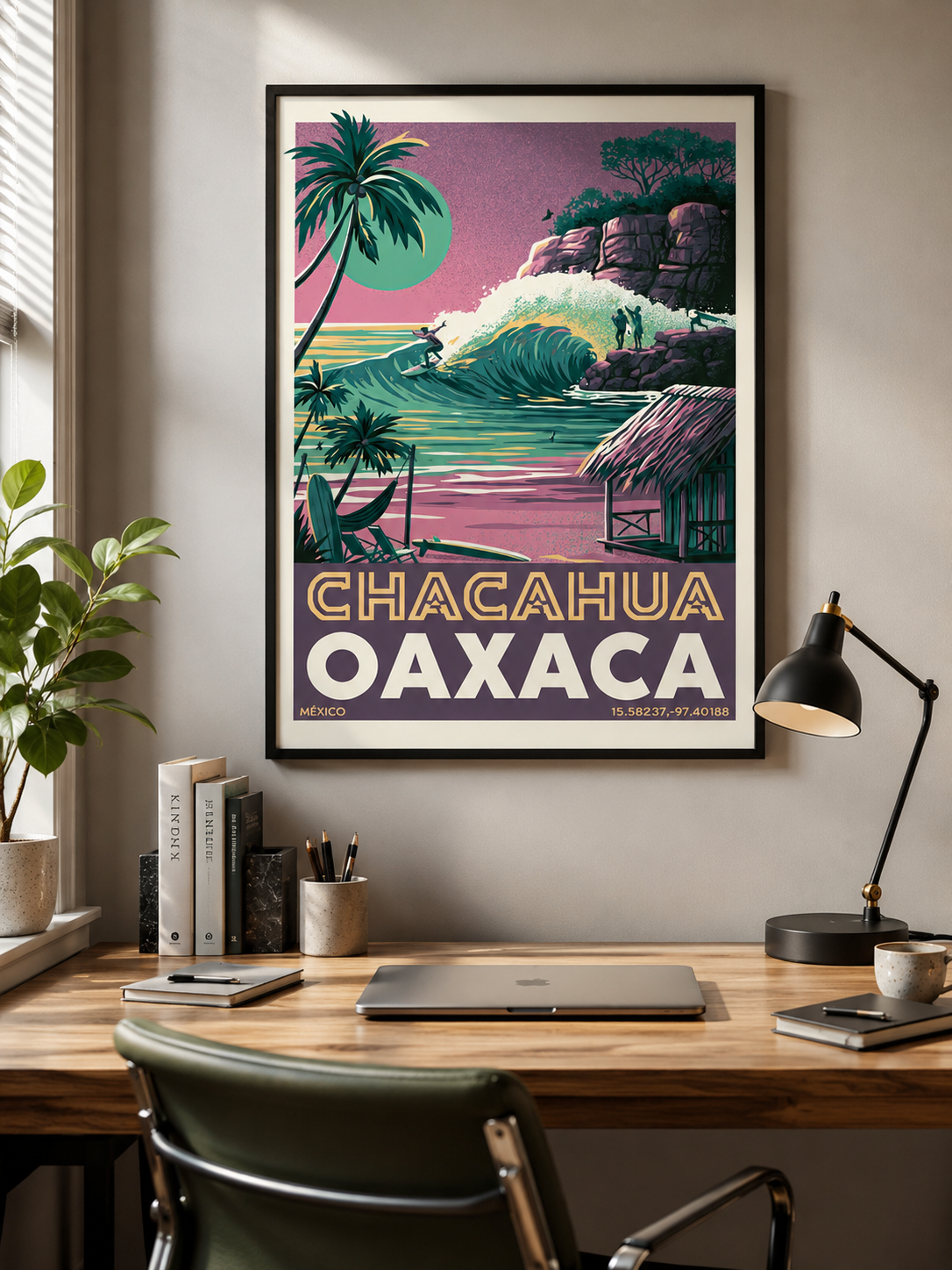 Oaxaca-Surfposter - Wall Art Decor - close-up - chacahua oaxaca surf poster, oaxaca surf wall art