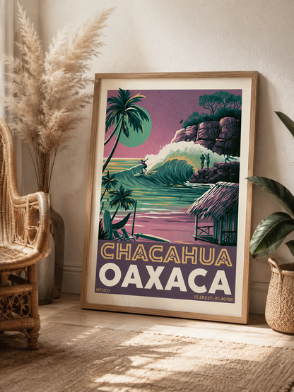 Oaxaca-Surfposter - Wall Art Decor - packaging - chacahua oaxaca surf poster, oaxaca surf wall art