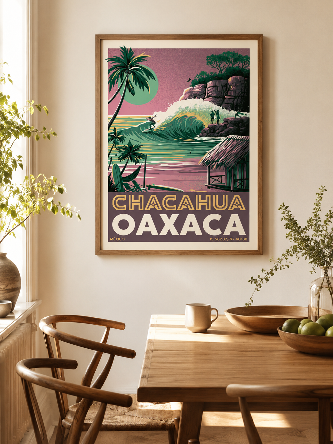 Oaxaca-Surfposter - Wall Art Decor - front view - chacahua oaxaca surf poster, oaxaca surf wall art