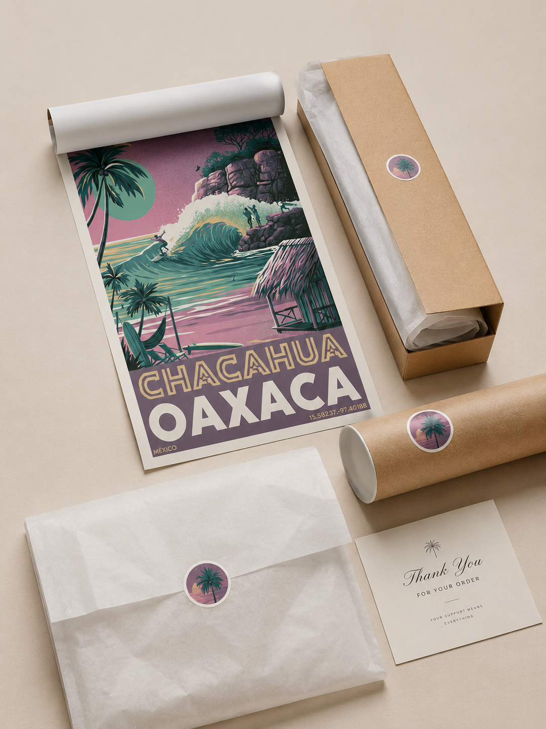 Oaxaca-Surfposter - Wall Art Decor - lifestyle shot - chacahua oaxaca surf poster, oaxaca surf wall art
