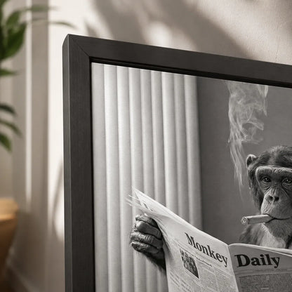 Chimpanzee Reading Newspaper Wall Art Decor - Wall Art Decor - packaging
