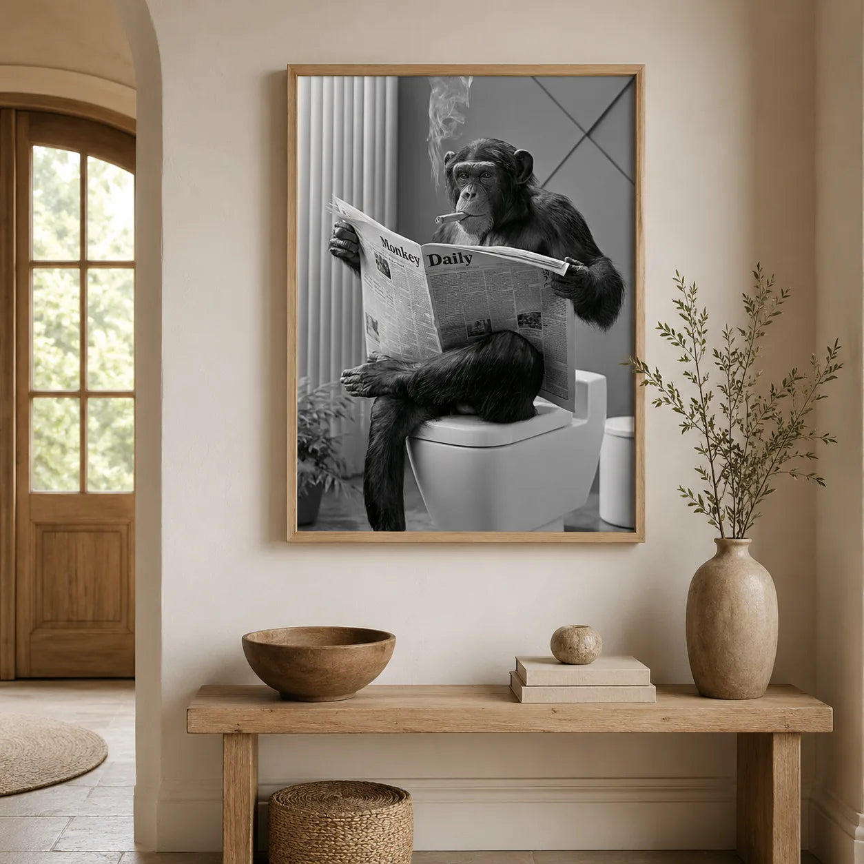 Chimpanzee Reading Newspaper Wall Art Decor - Wall Art Decor - view 11