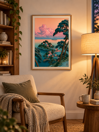 Coastal Village Art Print - Wall Art Decor - alternate angle - coastal village art print, coastal landscape wall art