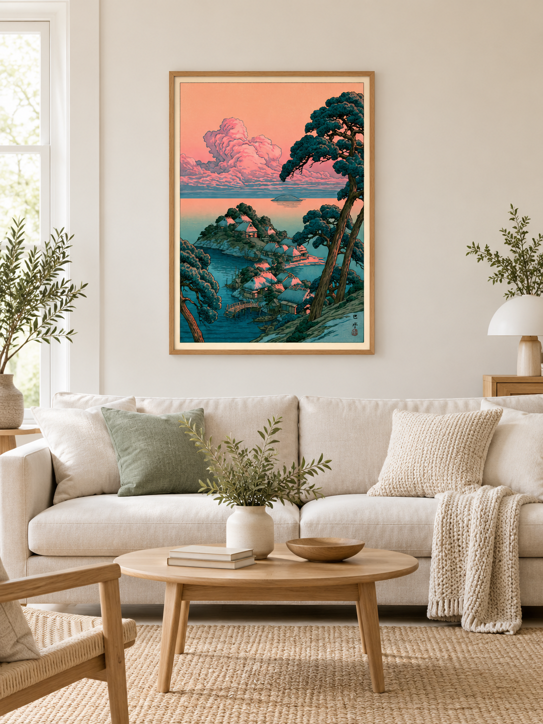 Coastal Village Art Print - Wall Art Decor - detail view - coastal village art print, coastal landscape wall art