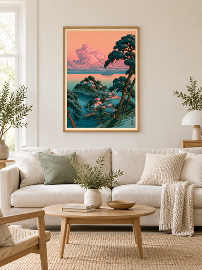 Coastal Village Art Print - Wall Art Decor - detail view - coastal village art print, coastal landscape wall art