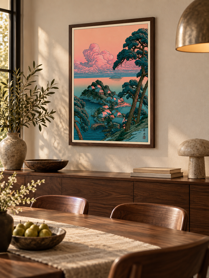 Coastal Village Art Print - Wall Art Decor - close-up - coastal village art print, coastal landscape wall art