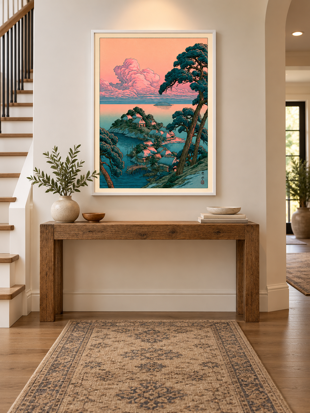 Coastal Village Art Print - Wall Art Decor - alternate angle - coastal village art print, coastal landscape wall art