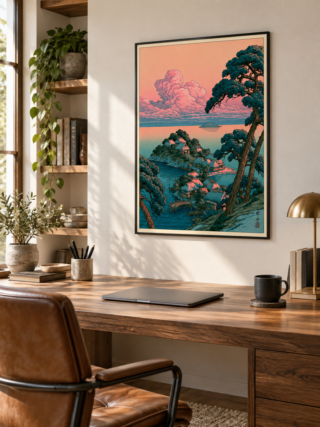 Coastal Village Art Print - Wall Art Decor - front view - coastal village art print, coastal landscape wall art