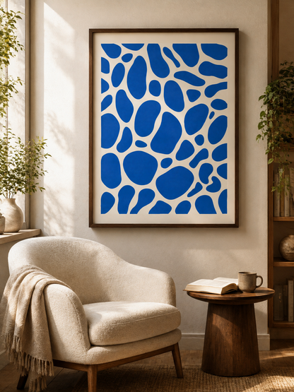 Cobalt Blue Abstract Wall Art - Wall Art Decor - close-up - cobalt blue abstract wall art, blue abstract art print