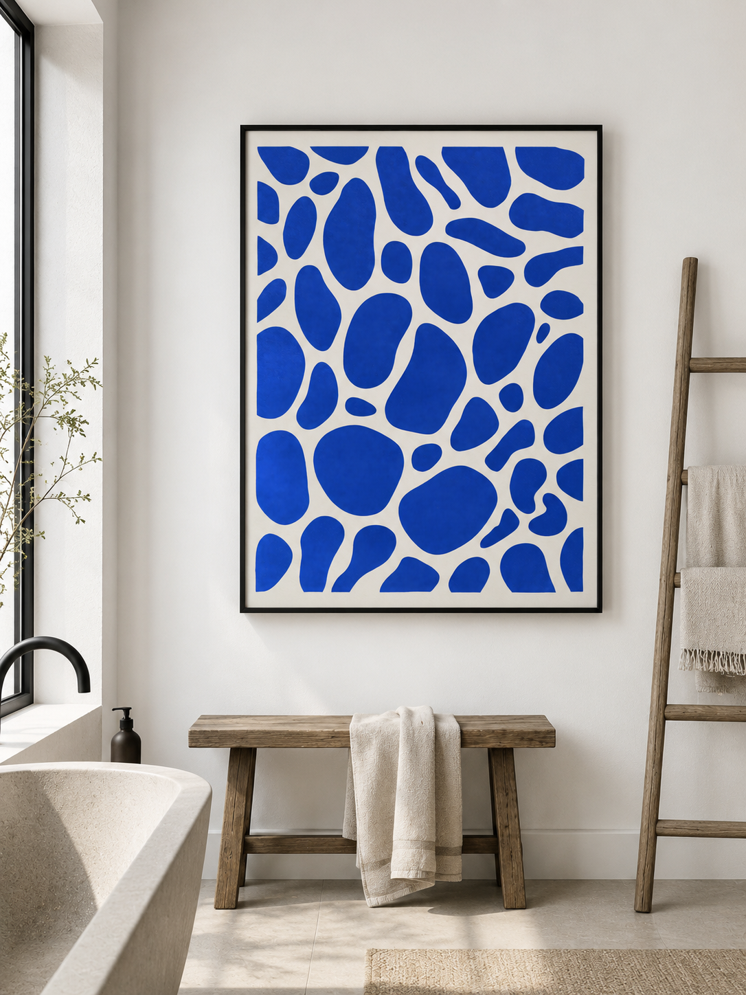 Cobalt Blue Abstract Wall Art - Wall Art Decor - alternate angle - cobalt blue abstract wall art, blue abstract art print