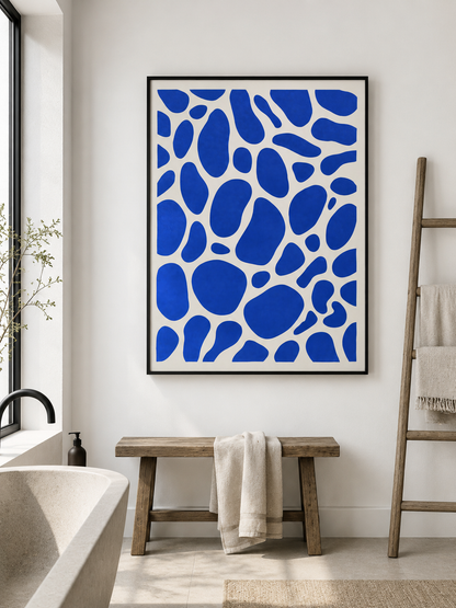 Cobalt Blue Abstract Wall Art - Wall Art Decor - alternate angle - cobalt blue abstract wall art, blue abstract art print