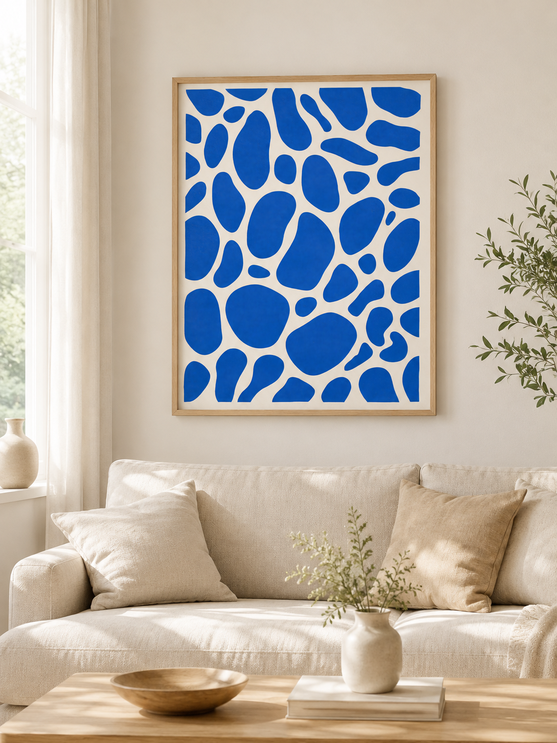 Cobalt Blue Abstract Wall Art - Wall Art Decor - detail view - cobalt blue abstract wall art, blue abstract art print
