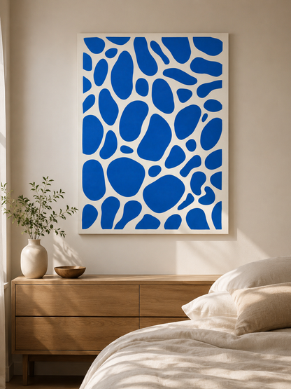 Cobalt Blue Abstract Wall Art - Wall Art Decor - lifestyle shot - cobalt blue abstract wall art, blue abstract art print