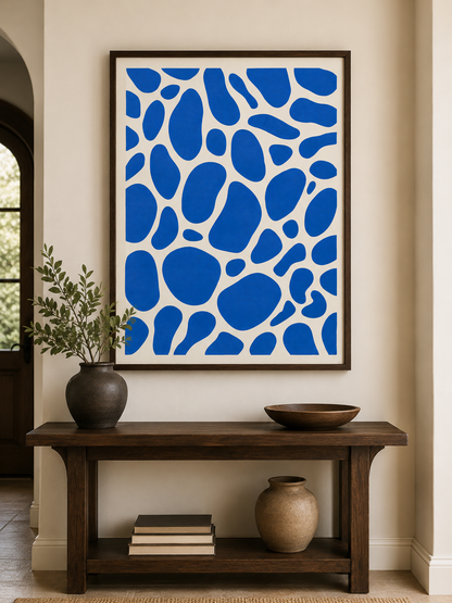 Cobalt Blue Abstract Wall Art - Wall Art Decor - alternate angle - cobalt blue abstract wall art, blue abstract art print