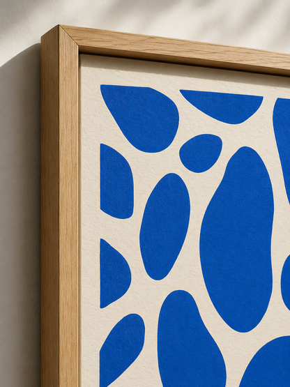 Cobalt Blue Abstract Wall Art - Wall Art Decor - front view - cobalt blue abstract wall art, blue abstract art print