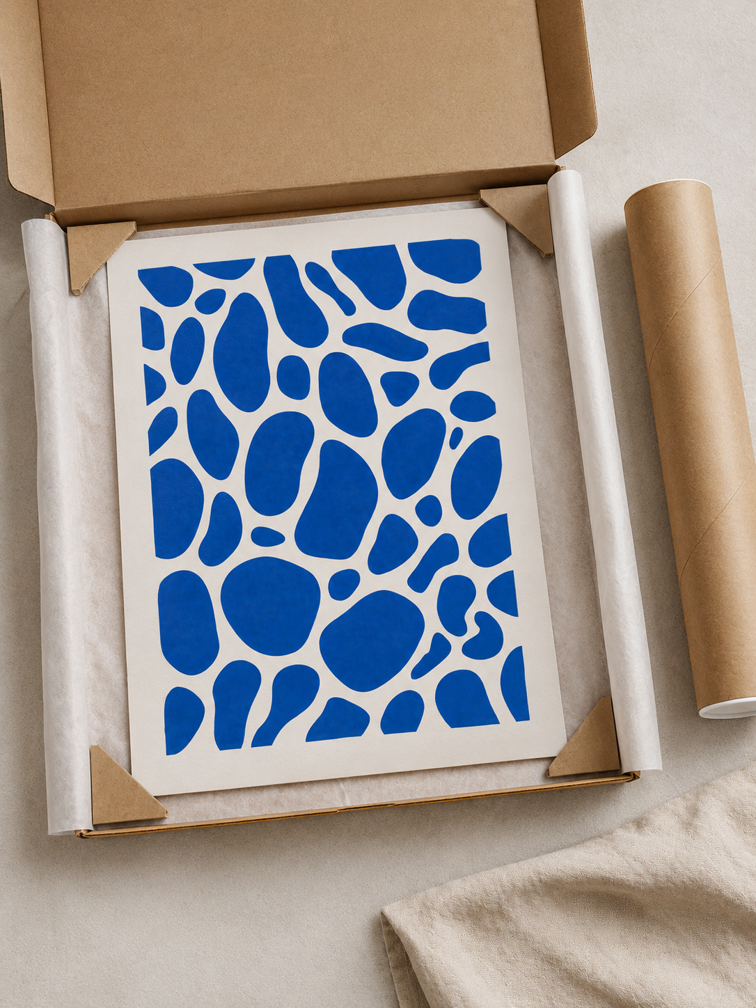 Cobalt Blue Abstract Wall Art - Wall Art Decor - detail view - cobalt blue abstract wall art, blue abstract art print