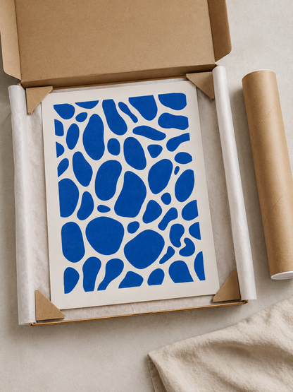 Cobalt Blue Abstract Wall Art - Wall Art Decor - detail view - cobalt blue abstract wall art, blue abstract art print