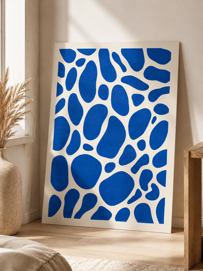 Cobalt Blue Abstract Wall Art - Wall Art Decor - lifestyle shot - cobalt blue abstract wall art, blue abstract art print