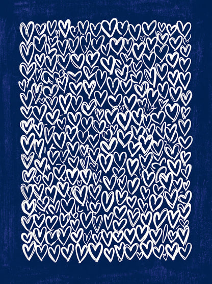 Cobalt Heart Wall Art - Wall Art Decor - front view - cobalt heart wall art, blue heart art print