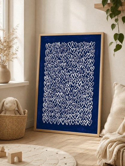 Cobalt Heart Wall Art - Wall Art Decor - alternate angle - cobalt heart wall art, blue heart art print