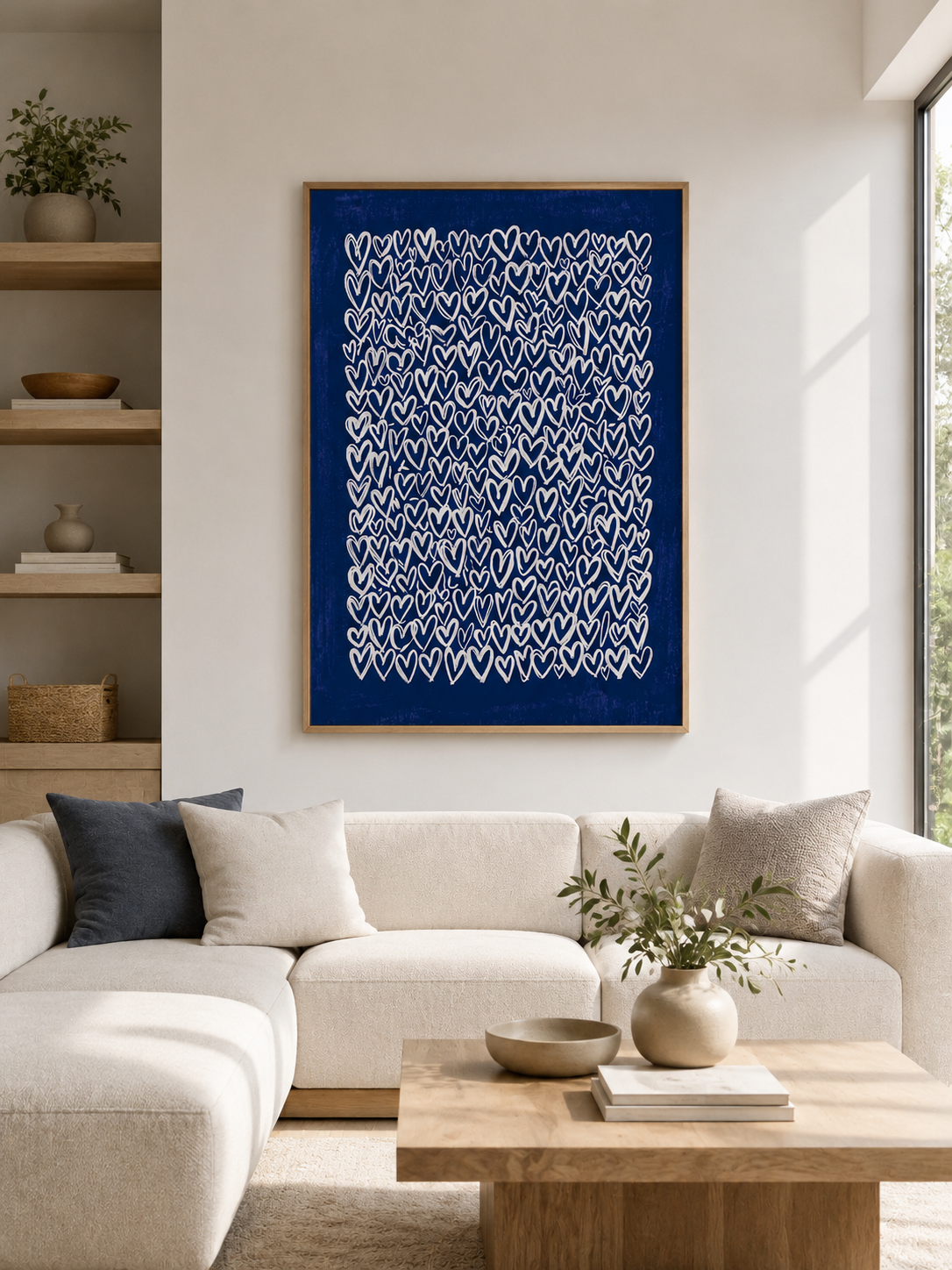 Cobalt Heart Wall Art - Wall Art Decor - detail view - cobalt heart wall art, blue heart art print