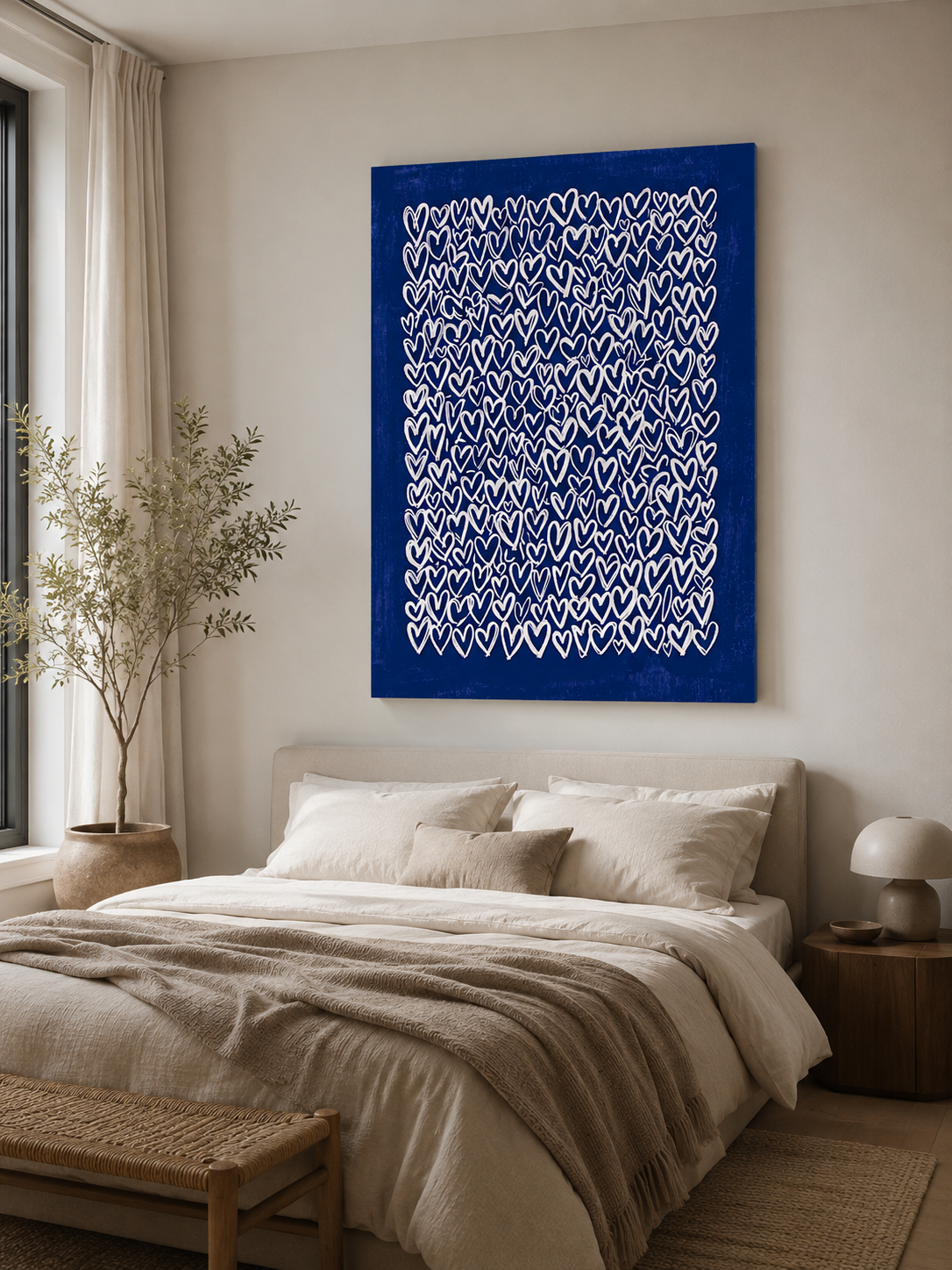 Cobalt Heart Wall Art - Wall Art Decor - lifestyle shot - cobalt heart wall art, blue heart art print