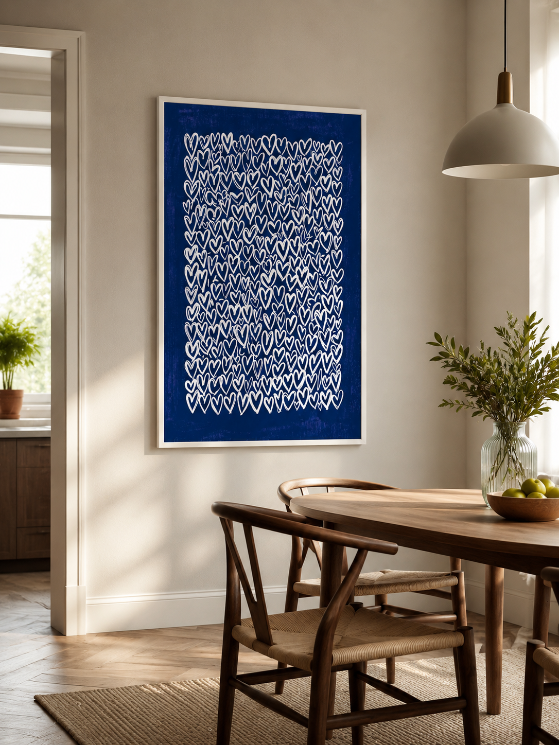Cobalt Heart Wall Art - Wall Art Decor - close-up - cobalt heart wall art, blue heart art print