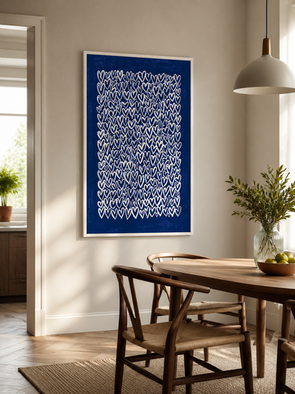 Cobalt Heart Wall Art - Wall Art Decor - close-up - cobalt heart wall art, blue heart art print