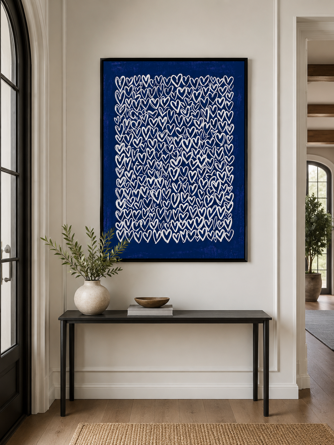 Cobalt Heart Wall Art - Wall Art Decor - alternate angle - cobalt heart wall art, blue heart art print
