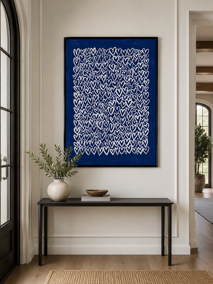 Cobalt Heart Wall Art - Wall Art Decor - alternate angle - cobalt heart wall art, blue heart art print