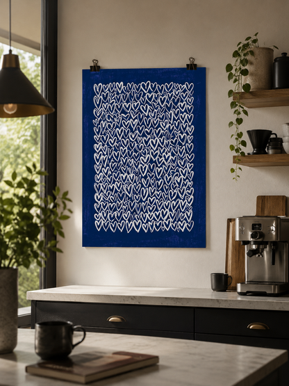 Cobalt Heart Wall Art - Wall Art Decor - packaging - cobalt heart wall art, blue heart art print